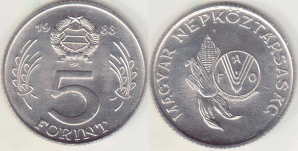 1983 Hungary 5 Forint (FAO) Unc A000138